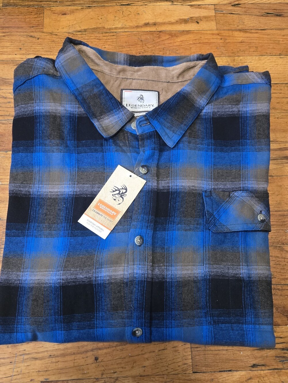 Legendary Whitetails Blue Black Long Sleeve Collared Flannel Shirt Men's